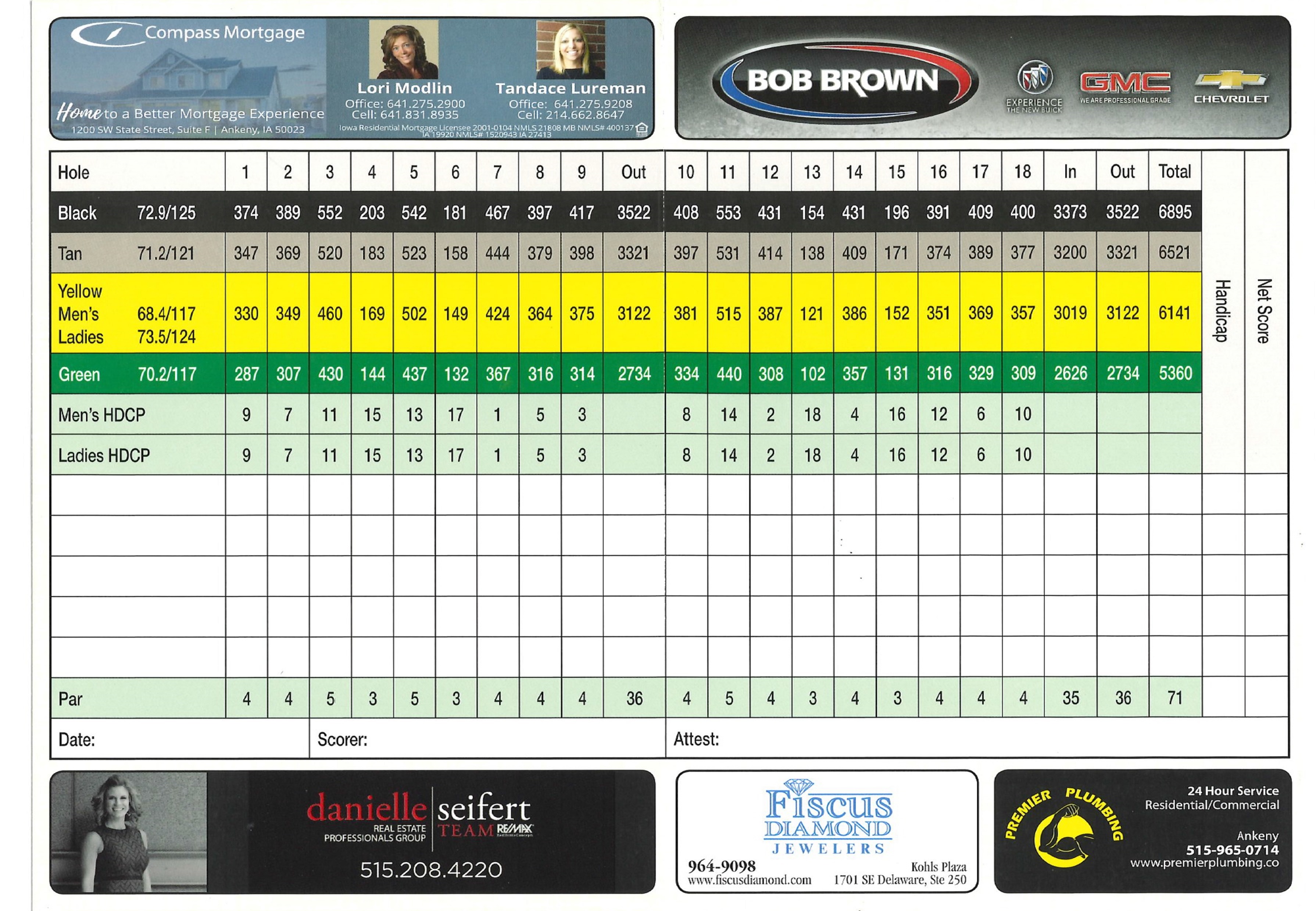 Scorecard - Otter Creek Golf Course